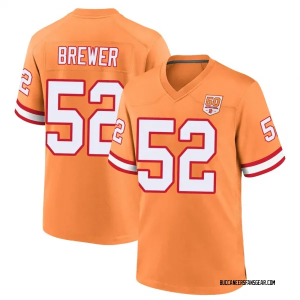 Men's C.J. Brewer Tampa Bay Buccaneers Game Cream sicle 50th Season Jersey