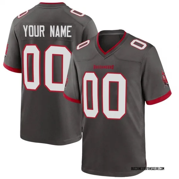 Men's Custom Tampa Bay Buccaneers Game Pewter Alternate Jersey