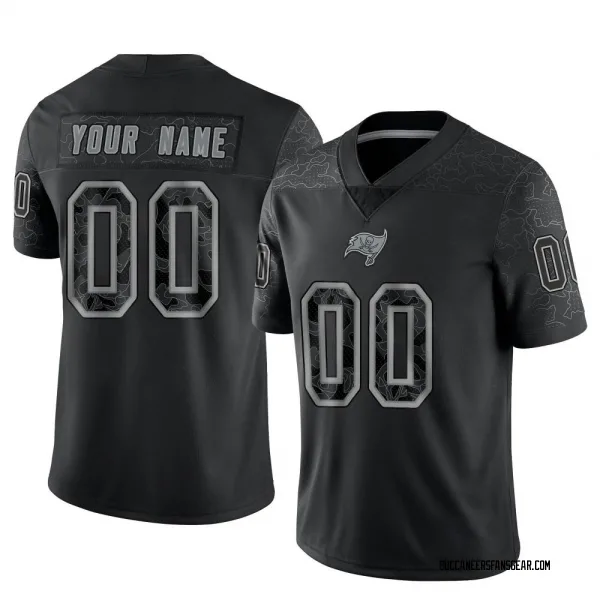 Men's Custom Tampa Bay Buccaneers Limited Black Reflective Jersey