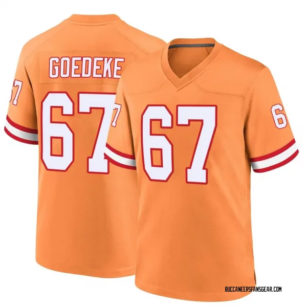 Men's Luke Goedeke Tampa Bay Buccaneers Game Orange Throwback Jersey