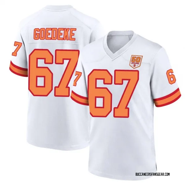 Men's Luke Goedeke Tampa Bay Buccaneers Game White '76 50th Season Jersey