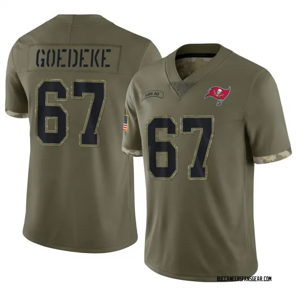 Men's Luke Goedeke Tampa Bay Buccaneers Limited Olive 2022 Salute To Service Jersey