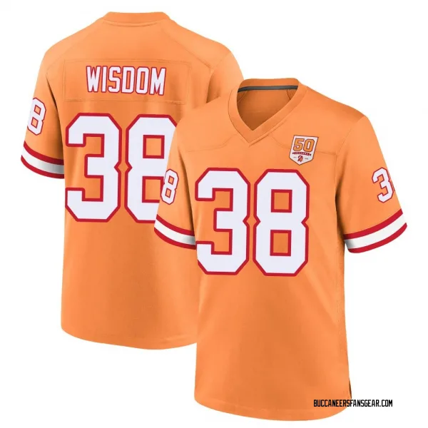 Men's Rashad Wisdom Tampa Bay Buccaneers Game Cream sicle 50th Season Jersey