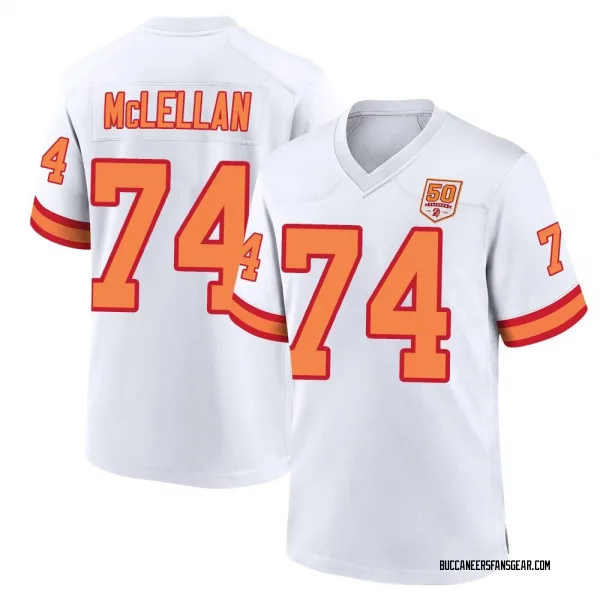 Men's Tyler McLellan Tampa Bay Buccaneers Game White '76 50th Season Jersey