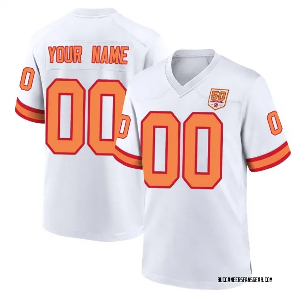 Youth Custom Tampa Bay Buccaneers Game White '76 50th Season Jersey