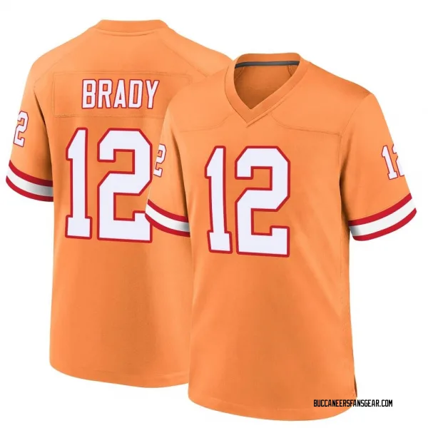 Youth Tom Brady Tampa Bay Buccaneers Game Orange Throwback Jersey